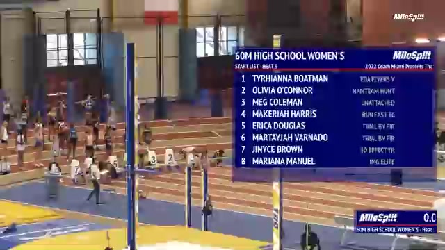 High School Girls' 60m, Prelims 3