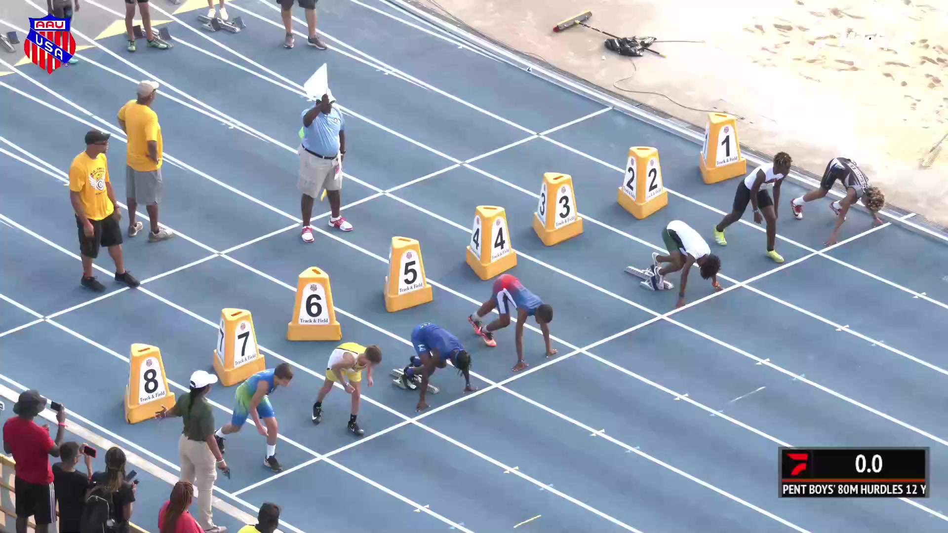 Youth Boys' 100m Hurdles Pentathlon 12yo , Finals 5 AAU Junior